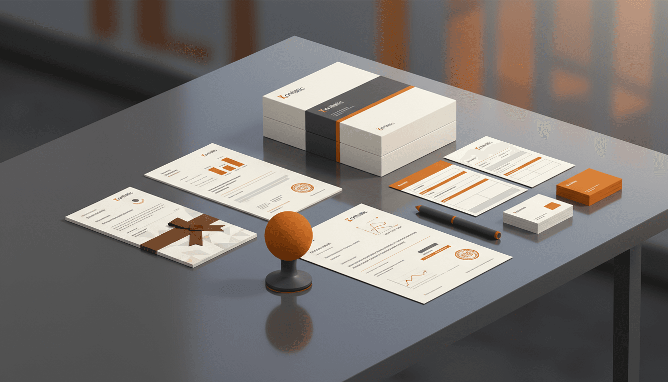 A Korean business registration folder, company seal, and bank documents laid out in an organized entity setup kit